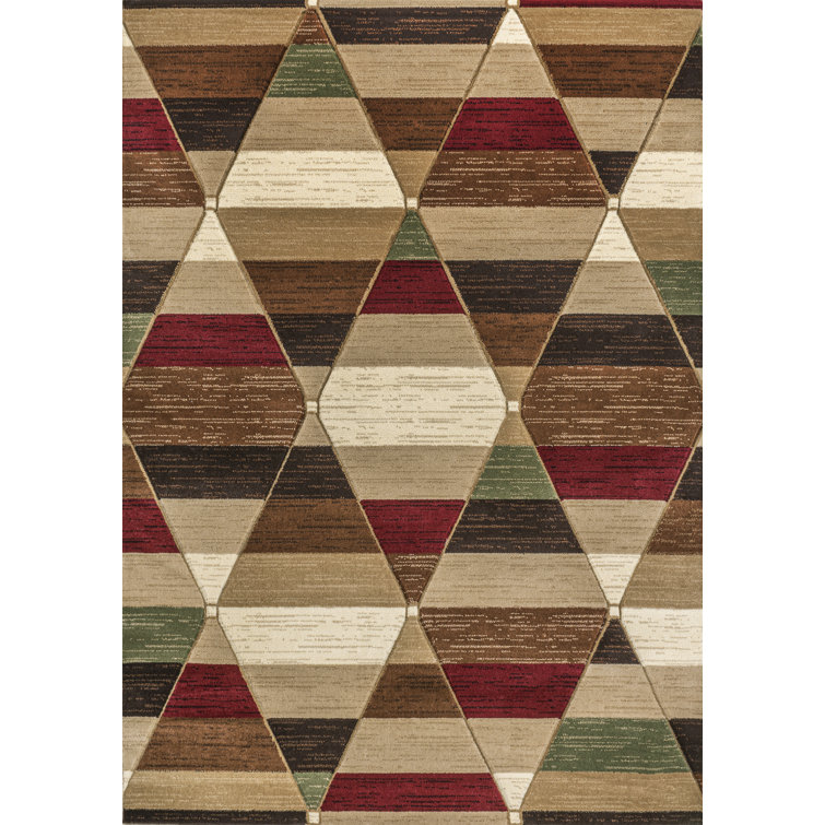 Kehoe Retro Diamonds Geometric Red/Brown/Cream Rug