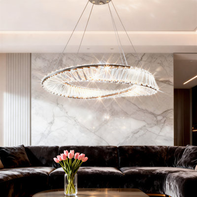 Lustre en cristal à intensité variable avec lumières DEL