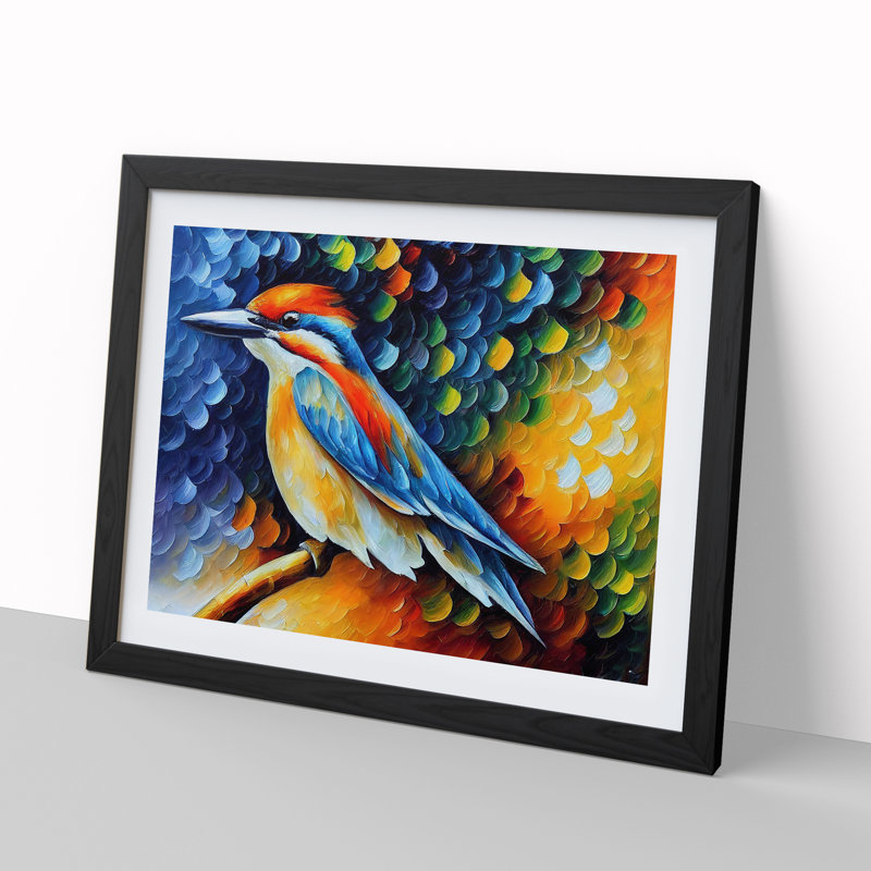 Kingfisher Bird Vol.2 Abstract - Framed Print, Black, 34cm H x 46cm W x 2cm D