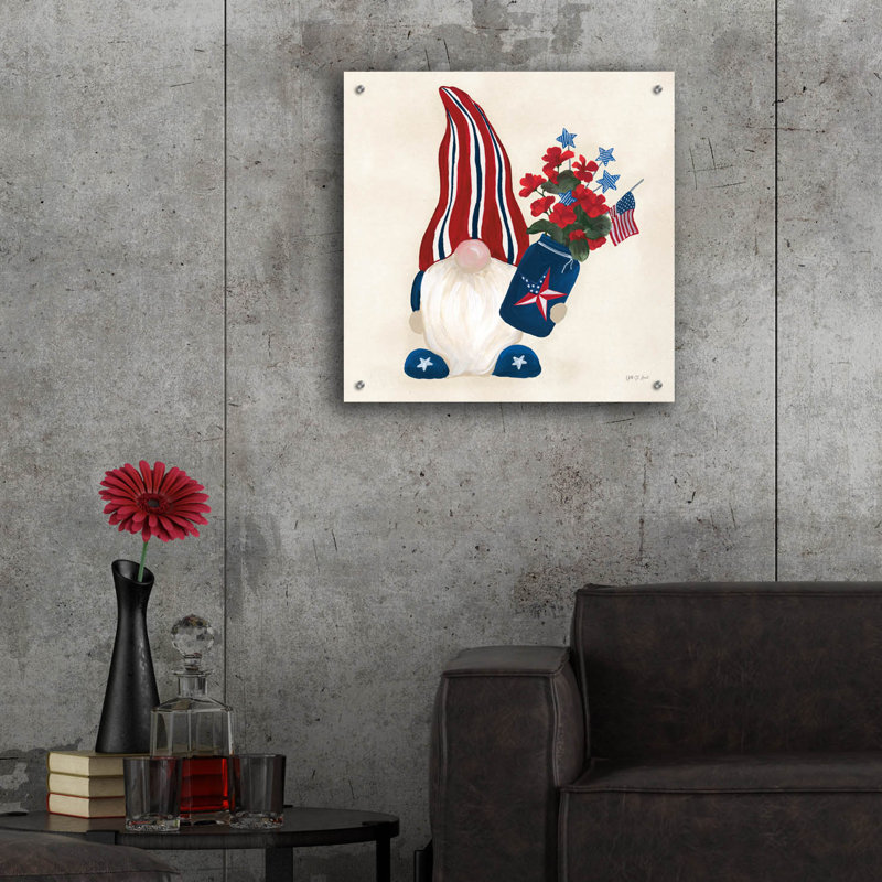 Art mural en verre épique «American Gnome 4» par Yvette St. Amant, H 24 po x l 24 po x P 0,2 po