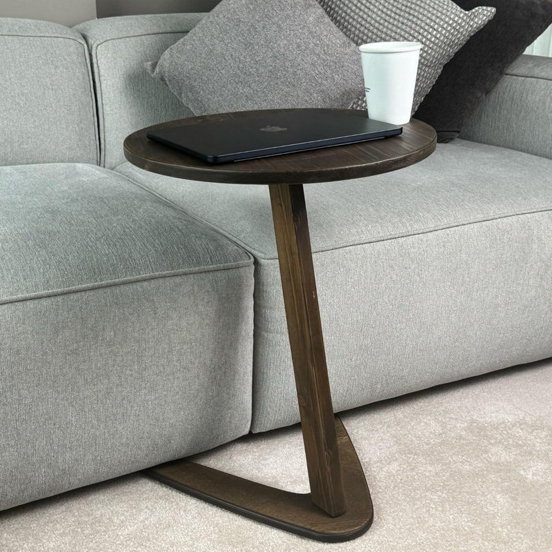 C-Shaped Handmade End Table, Side Table For Couches, Sofa Tables Slide Under Couch For Living Room, Over Couch TV Tray Table For Small Spaces