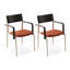Chaise avec accoudoirs à dossier à lattes rouges (ensemble de 2)-130117418