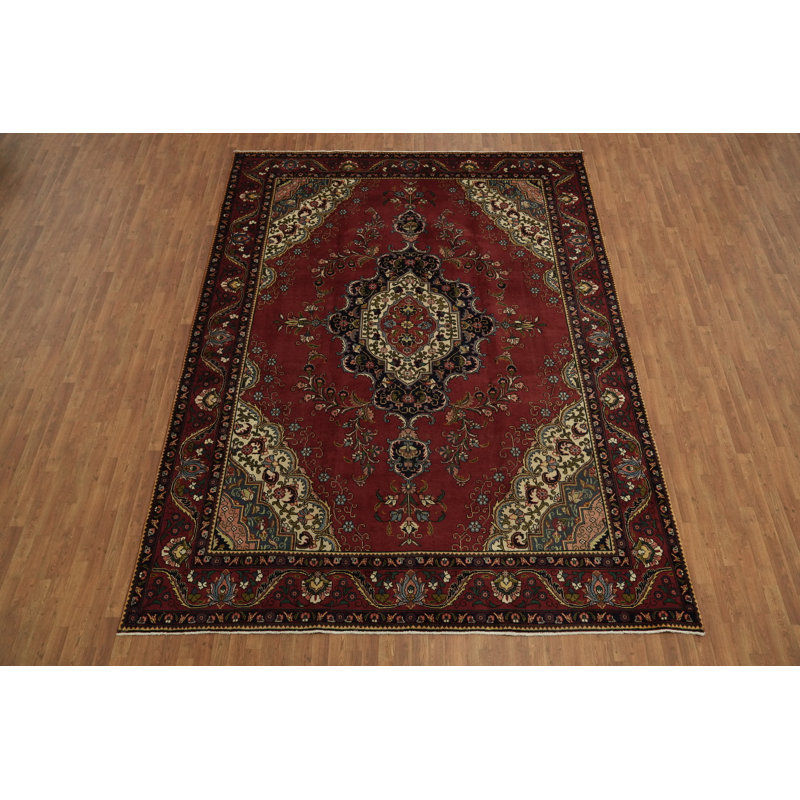 Tapis rouge élégant et traditionnel 10 x 13