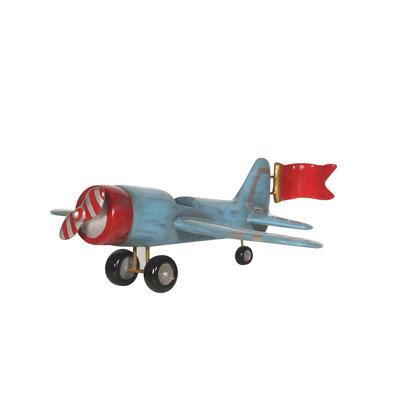 Statue d'avion bleu vintage de 14 pouces