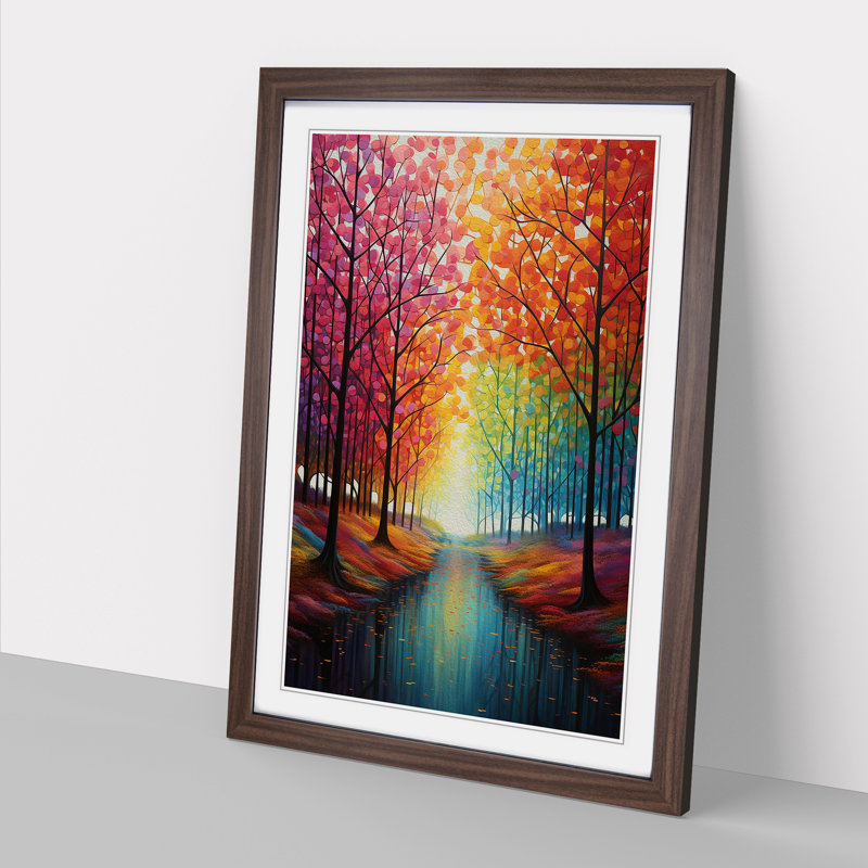 Spring Forest Colour Field No.4 - Single Picture Frame Print on Wood, Walnut Framed, 64cm H x 46cm W