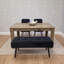 Modern Rustic Dining Table Set with 2 Black Velvet Chairs and Black Velvet Bench 4 Seater