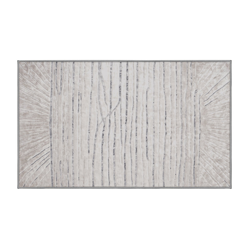 Tapis gris lavable à la machine, Rectangulaire 3 pi x 5 pi