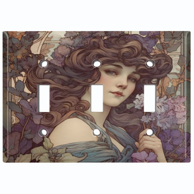 Copper Rust Patina Teal Print 3 - Gang Toggle Light Switch Standard Wall Plate