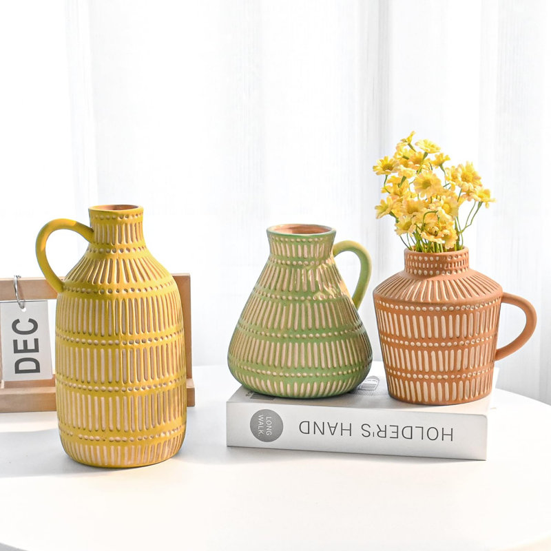 Rustic Vintage 3-piece Ceramic Vase Set
