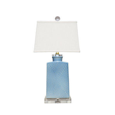 LAMPE PORCELAINE EN ZIGZAG BLEU