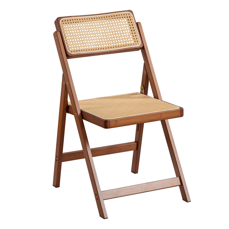 Chaises pliantes en rotin, chaises de salle à manger modernes Mid-Century, Noyer, 1