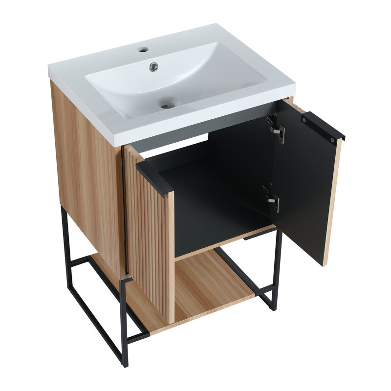 23.63'' Single Bathroom Vanity with Resin Top, Maple