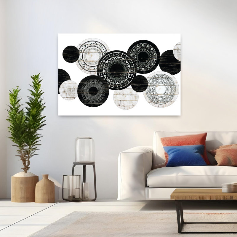 Textured Circles Abstract Contemporary Art, 32" H x 48" W