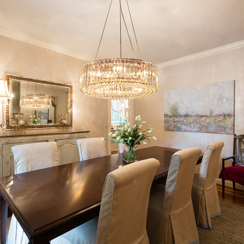 Craggie Drum Crystal Chandelier, Gold, 16cm H x 50cm W x 50cm D