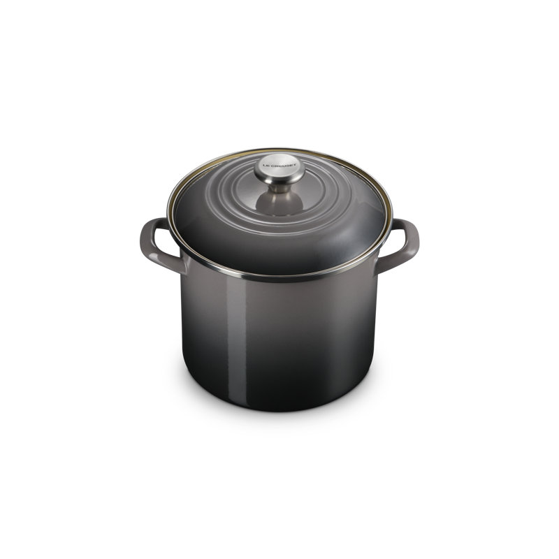 Le Creuset Enamel-On-Steel Stockpot With SS Knob, 10 Qt., White, White, 8 quarts