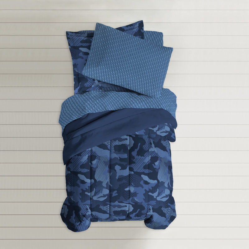Full Blue Microfiber Reversible Kids Bed in a Bag Set