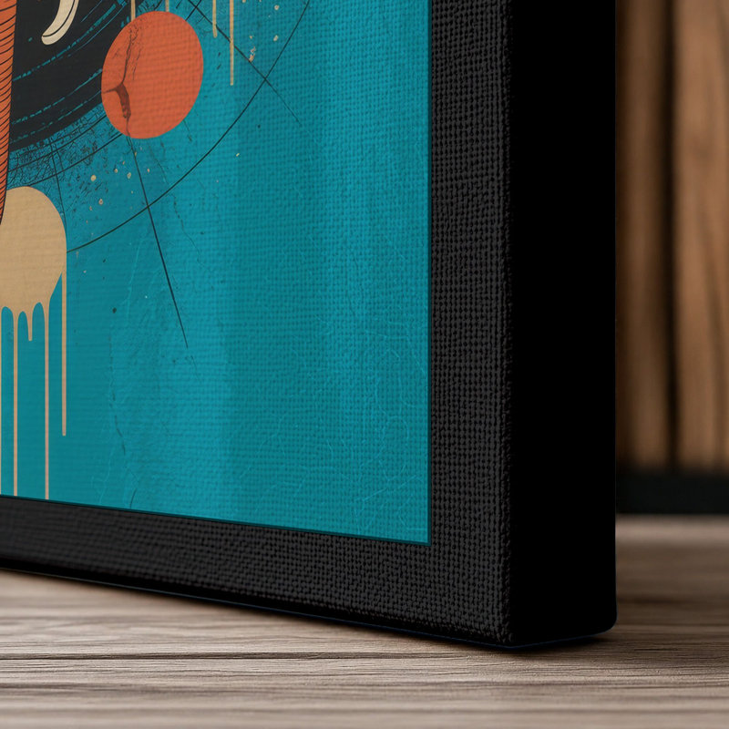 Elephant In Turquoise Modern - Print, 24x16 - 61.0 x 40.6 cm, Black Border