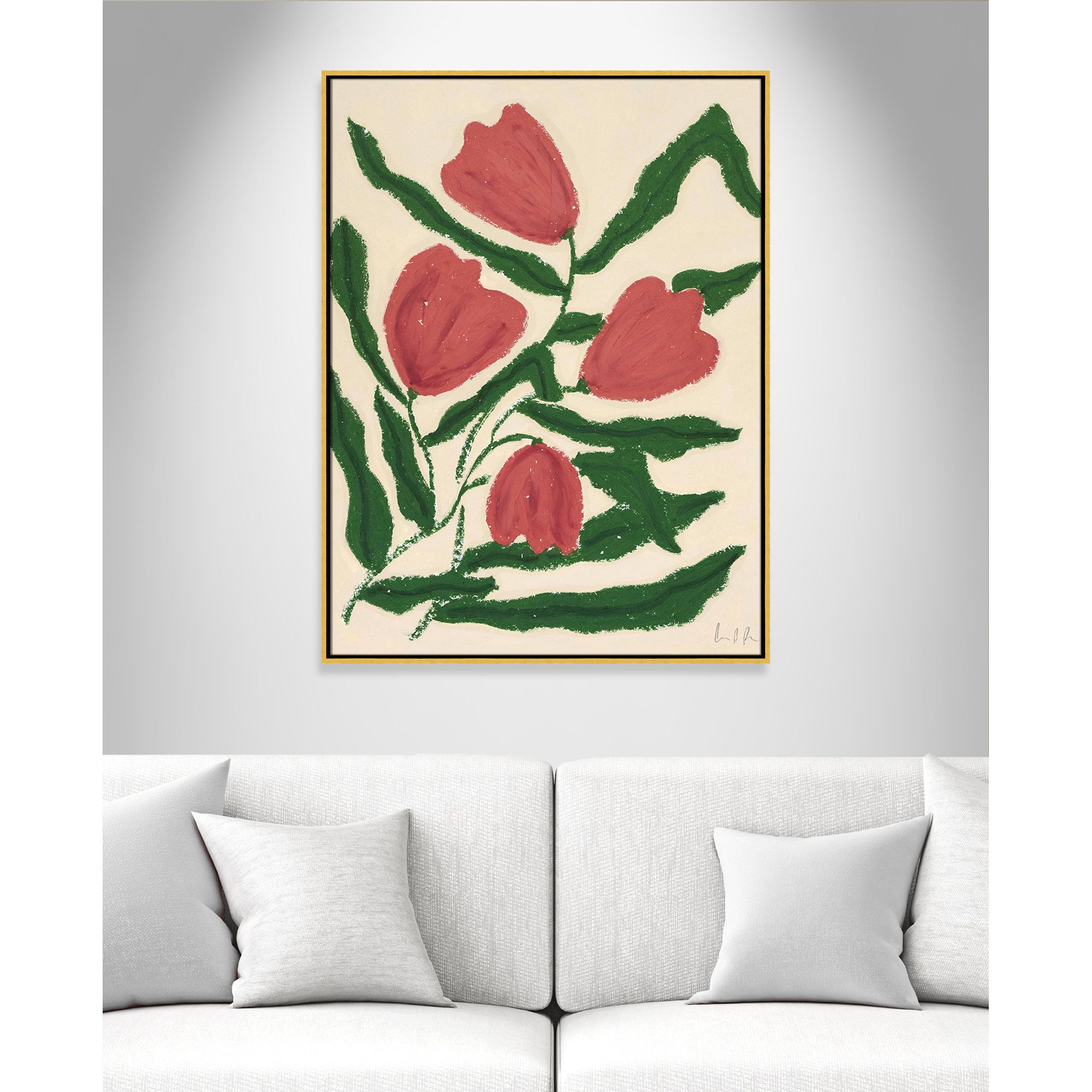 Red Tulips  Print by Camilla Bergqvist, 41.5" H x 31.5" W, Gold