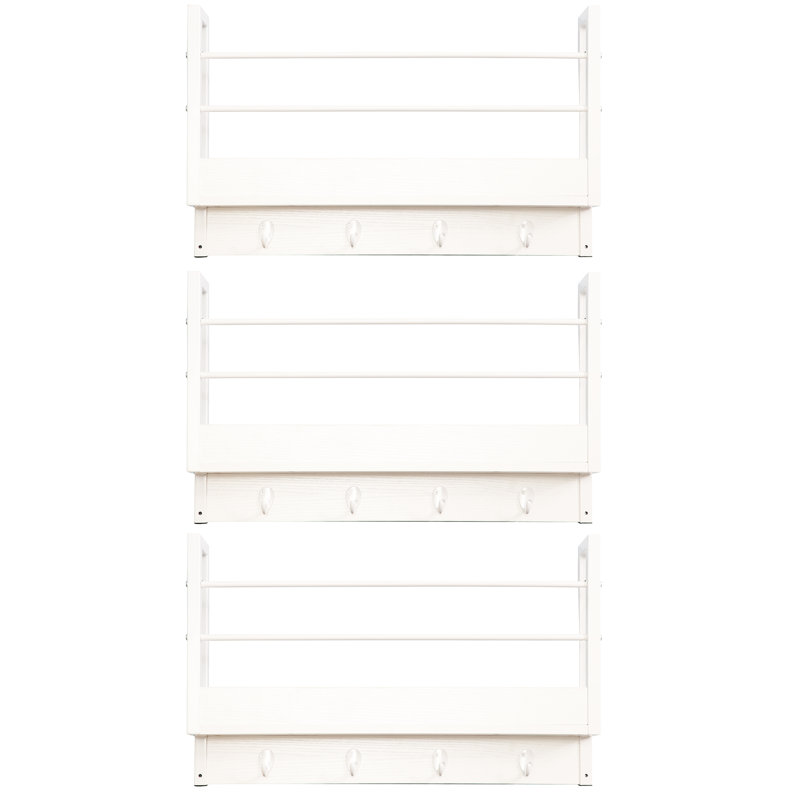Ericmichael Entryway Shelf - Decorative Hook Shelf for Storage, Set of 3, White
