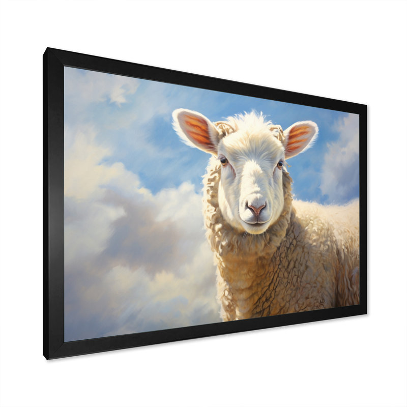Portrait de mouton I - impression, H 12 po x l 20 po x P 1 po, Cadre simple noir
