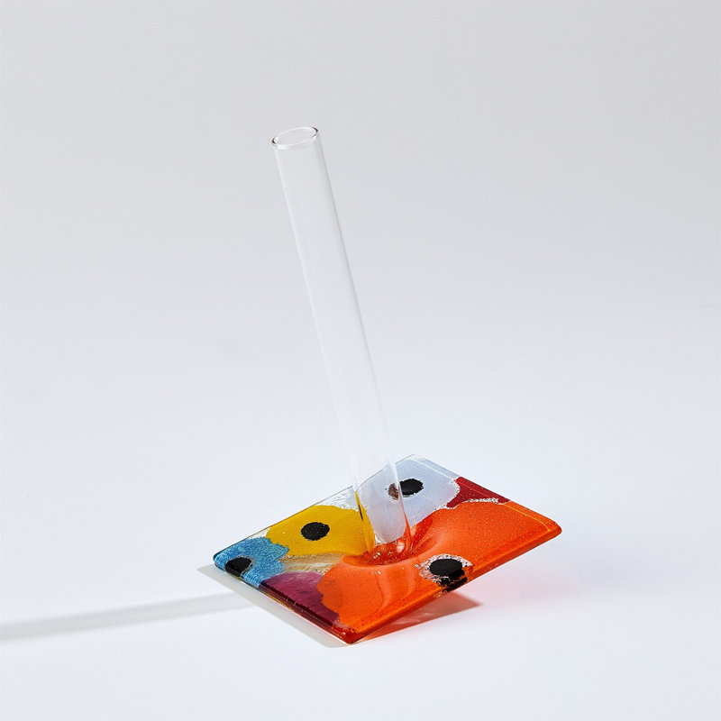 Fused Floral Handmade Glass Table Vase