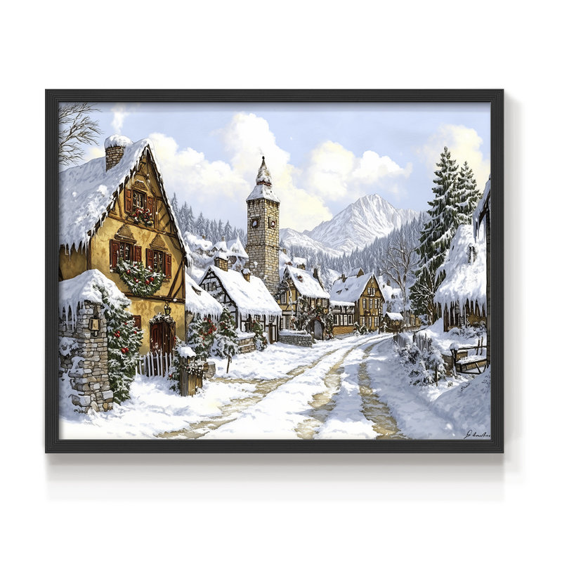 Art de Noël - CCXCVI - Reproduction encadrée - Restickable, H 11 po x l 14 po, Noir, noir, noir, noir