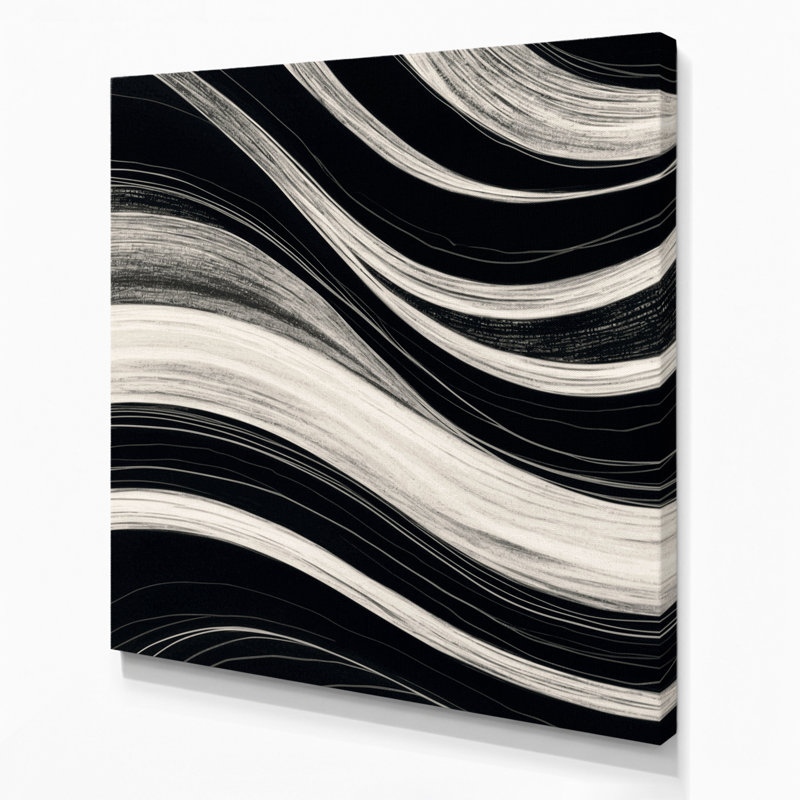 Toile horizontale rayée gris clair, gris foncé et noir, H 16 po x l 16 po