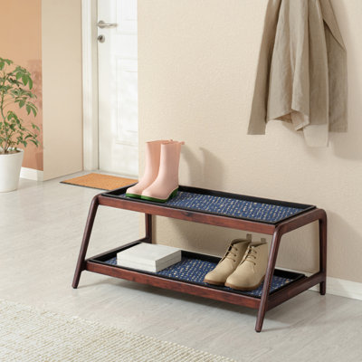 Support à bottes en bois massif de qualité supérieure avec tapis en fibre de coco naturelle - Rangement pour chaussures