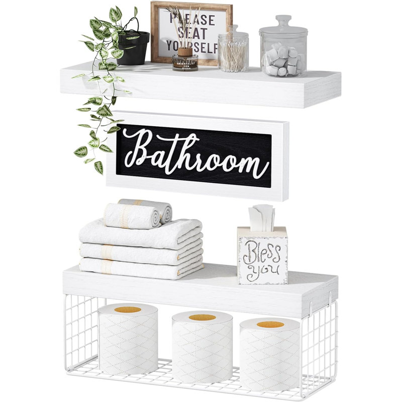 Resch Wall Bathroom Shelves, White