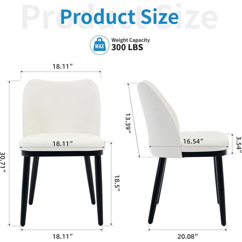 Side Chair in Beige, White