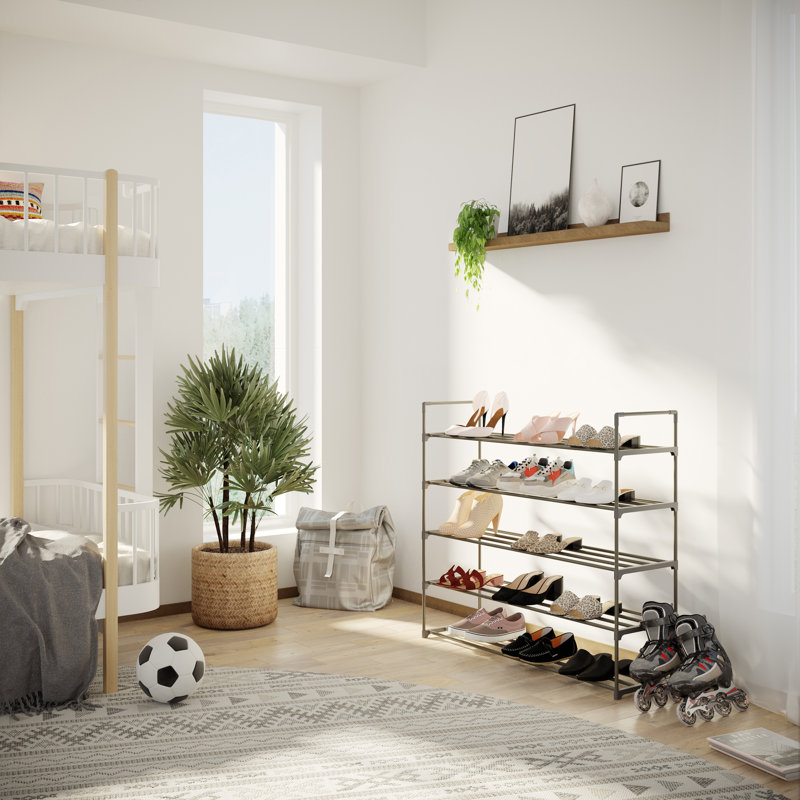 Range-chaussures Home-Complet - Range-chaussures à 5 niveaux pour placard, salle de bain, vestibule - tablette pouvant contenir 25 paires d'espadrilles, de talons et de bottes