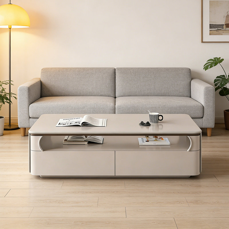 Table basse Modern, H 16,53 po x L 55,12 po x l 31,49 po, Gris, Gris