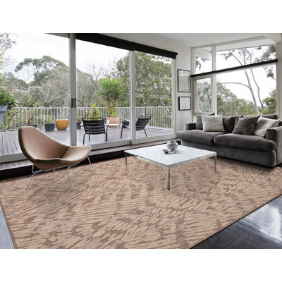 Tapis brun à imprimé animal Aashif