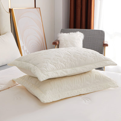 2Kindred Home 2Piece Embroidered Floral Pillow Shams Decorative Microfiber Pillow Shams Set Standard Euro Pillows