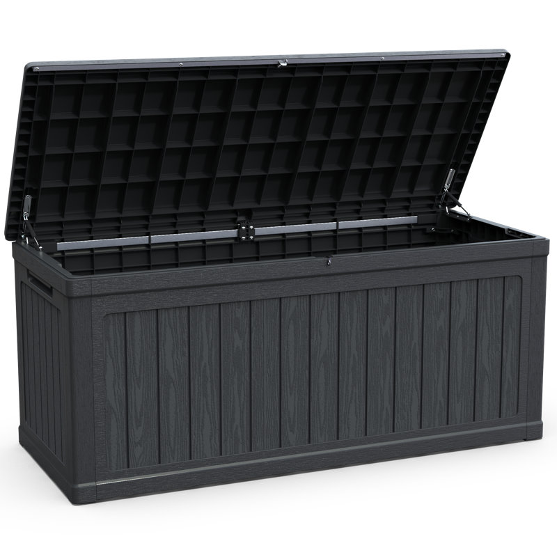 230 Gallon Large Outdoor Storage XXL Deck Box For Patio Furniture, Outdoor Cushions, Garden Tools And Sports/Pools Equipment, Waterproof Resin, Lockable, Black