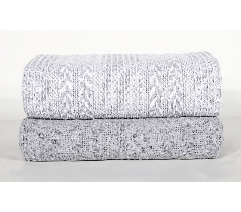 Jeté luxueux 100% coton, Gris