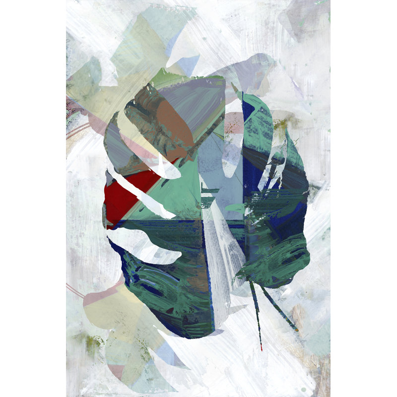 Monstera V by Cartissi - Painting Print, 91 cm H x 61 cm W, Black Floater Framed