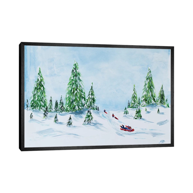 Winter Fun II by Julie Derice - Painting on Canvas, 152.5 cm H x 101.5 cm W, Black Floater Framed