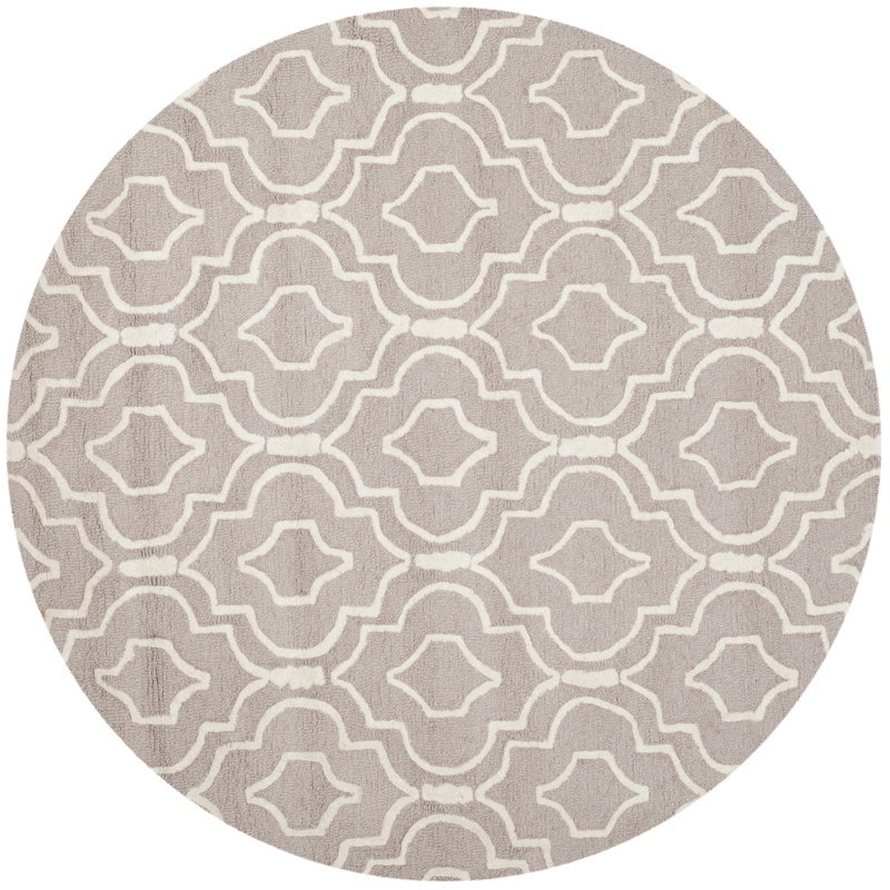 Cannen Hand Tufted Wool Geometric Rug, Round 6'