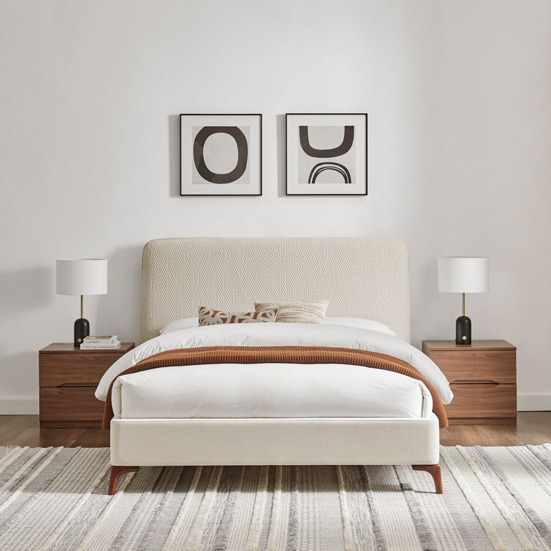 Upholstered Bed, Natural, Double