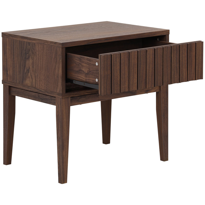 Table de chevet 1 tiroir Fidia, Noyer foncé