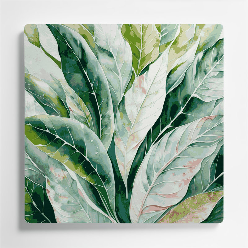 Art mural en métal Botanical Aglaonema, H 96 po x l 96 po x P 0,05 po