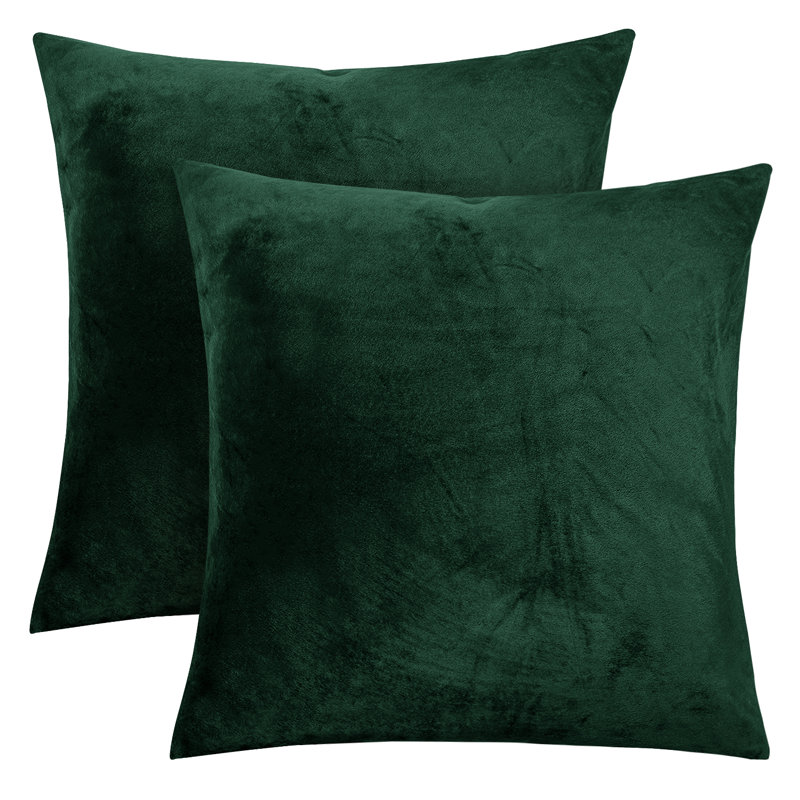 Heavy Crushed Velvet Cushion Cover, Dark Green