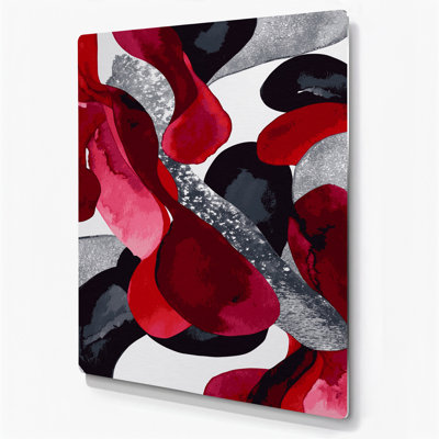 Abstrait aquarelle 29, art mural en métal rouge