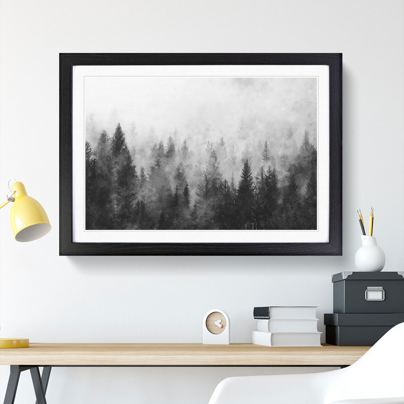 The Misty Forest - Picture Frame Graphic Art, 48cm H x 65cm W x 2cm D, Black Framed