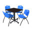 Table de salle de repos carrée Nicklo, chaises empilables 4 M-132626867-32668261-32668255