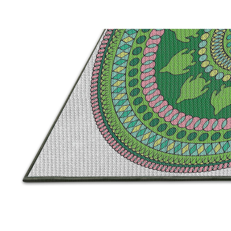 Fabriqué à la machine à partir de laine et de polyester gris/vert Tapis décoratif, Rectangle 5 pi x 7 pi