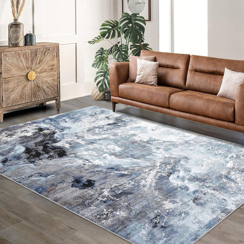 Machine Washable Non-Slip Rubberback Runner Modern Abstract Geometric Print Carpet Traditional Area Rug for HallwayBedroomLiving Room