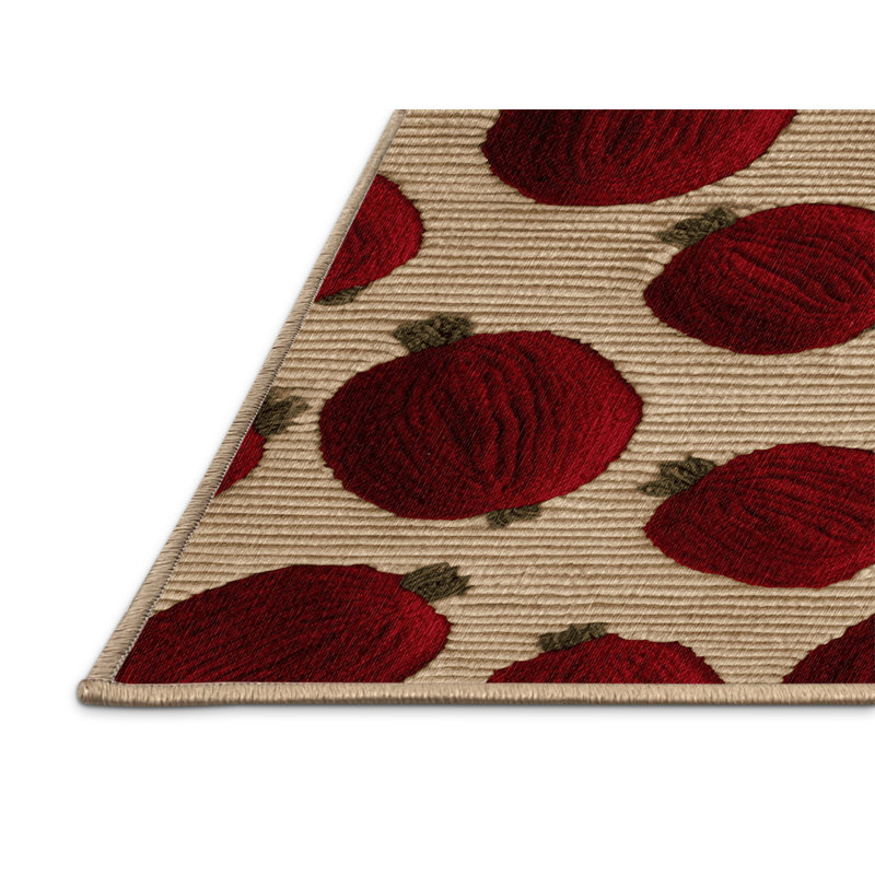Washable Cranberry Fruits Area Rug, Runner 2' x 4'