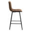 Deux chaises de bar en tissu brun, motif à carreaux, structure stable, pieds en métal noir, siège incurvé ergonomique à barres, pieds